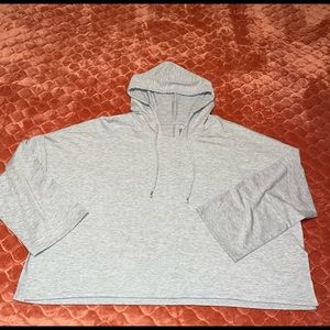 Gray lounge pull over with hood..slightly cropped..very soft